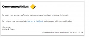 MailShark Commonwealth bank users targets for phishing