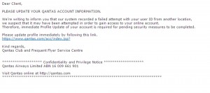 MailShark Qantas phishing email