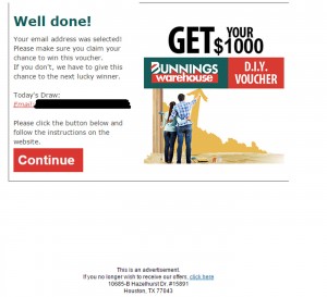 MailShark Fake Bunnings gift vouchers circulating again