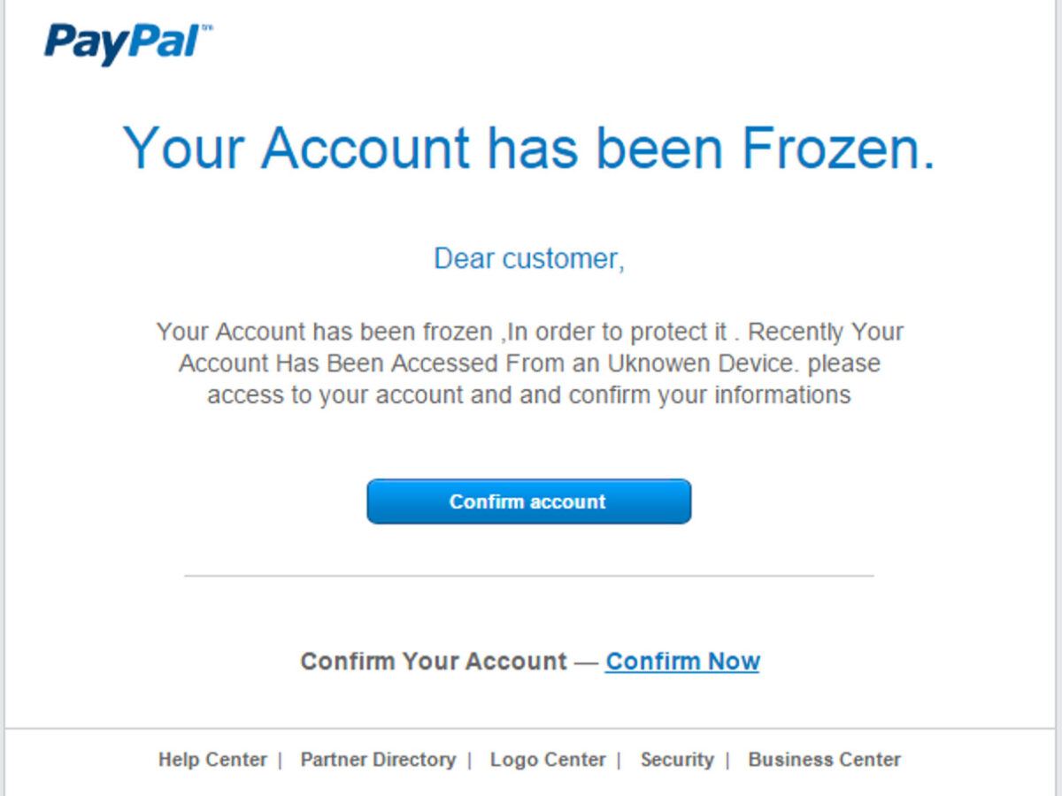 MailShark Account frozen PayPal phishing email says - MailShark