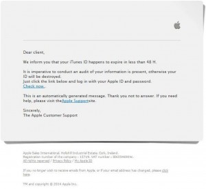 MailShark iTunes Phishing email threatens destruction