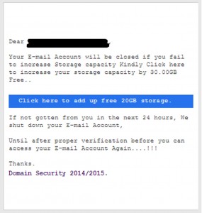 MailShark Upgrade mailbox phishing email states