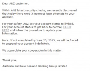 MailShark Yet another ANZ Phishing email