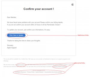 MailShark iTunes account phishing email