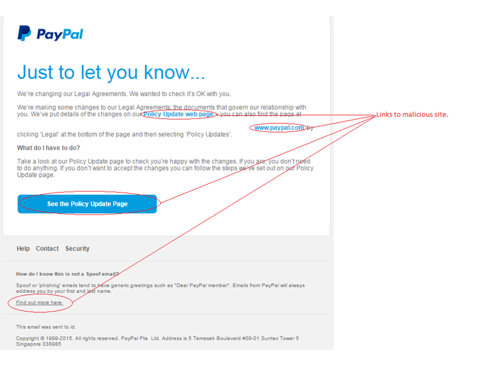 MailShark Policy updates advises phishing email