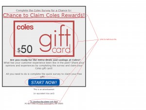 MailShark Fake Coles gift voucher scam