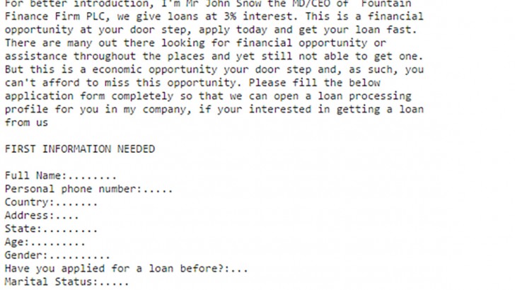 Loan Offer Email Phishing for Your Information