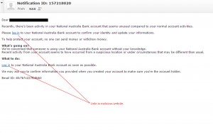 MailShark NAB bank notification phishing email