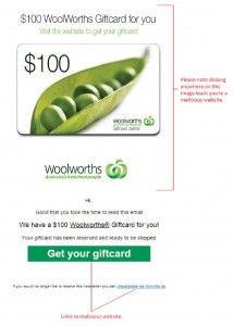 MailShark Woolworths $100 Gift Card Email Scam