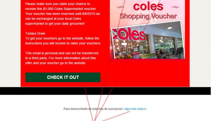 Confirm Your Coles Voucher Email Scam