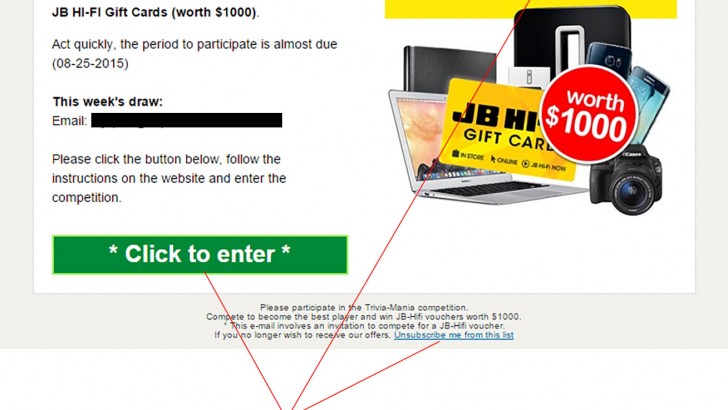 Win a JB Hi-Fi Gift Card Email Scam