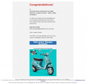 MailShark Congratulations a brand new Vespa Scooter Visit Website