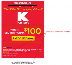 MailShark Win Only Today Kmart Gift Voucher Email Scam