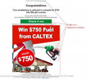 MailShark Compete For $750 Caltex Voucher Scam
