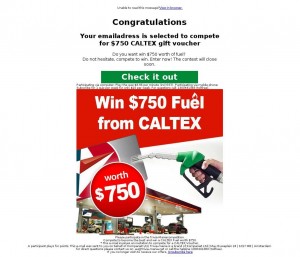 MailShark Compete for $750 CALTEX gift voucher Visit Website