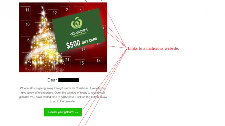 Woolworths Christmas Gift Card Scam