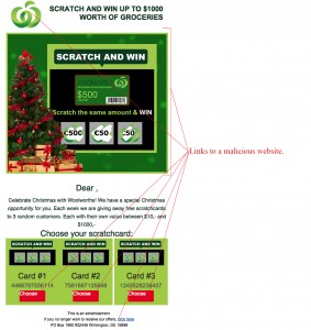 MailShark Woolworths Scratch and Win Groceries Scam