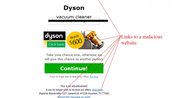 Free Dyson Vacuum Email Scam