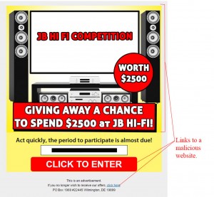 MailShark JB Hi-Fi Competition Gift Card Scam