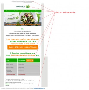MailShark $1000 Woolworths Gift Card Malware Scam