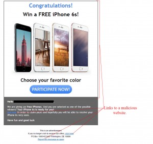 MailShark Participate to Win An iPhone 6S Malware Scam