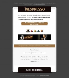 MailShark Win your own Nespresso coffee machine Visit Website